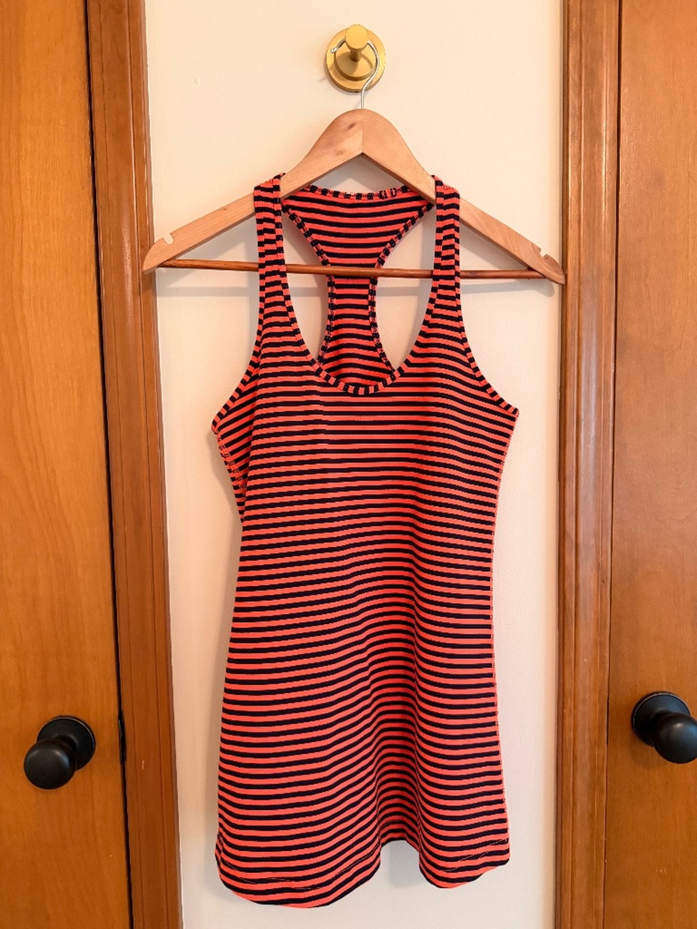 Lululemon Cool Racerback Tank Top — Orange & Navy/Black Stripe